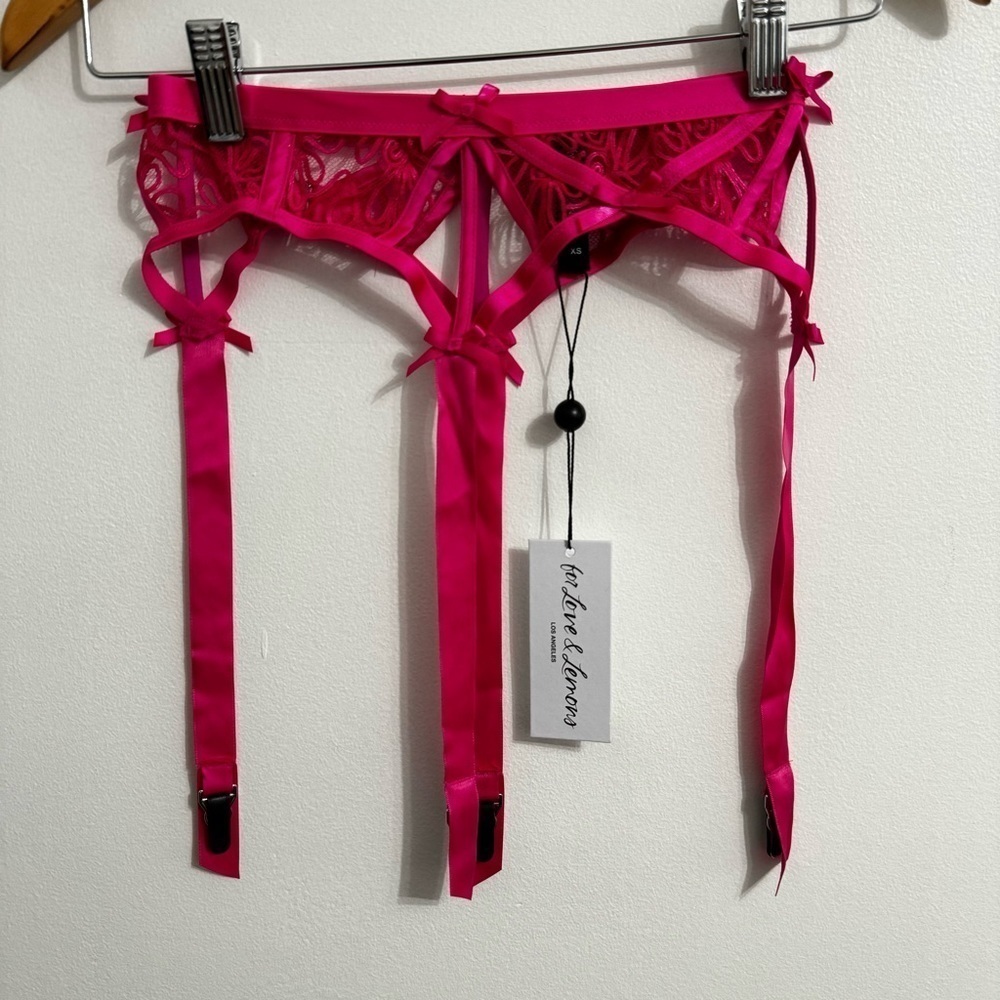 NWT For Love & Lemons Soutache Lace Garter Belt in Hot Pink size XS - Picture 3 of 9